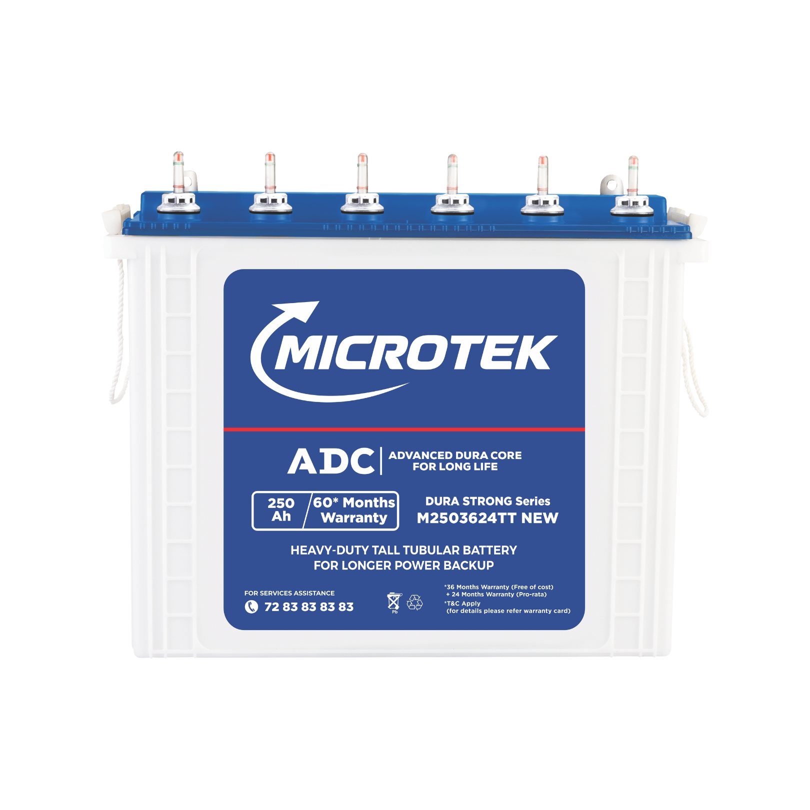 Microtek Dura Strong M2503624TT | 250Ah Tall Tubular Inverter Battery with ADC Technology